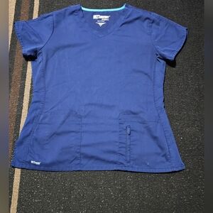 Grey's Anatomy Women's Blue V-Neck Scrub Top